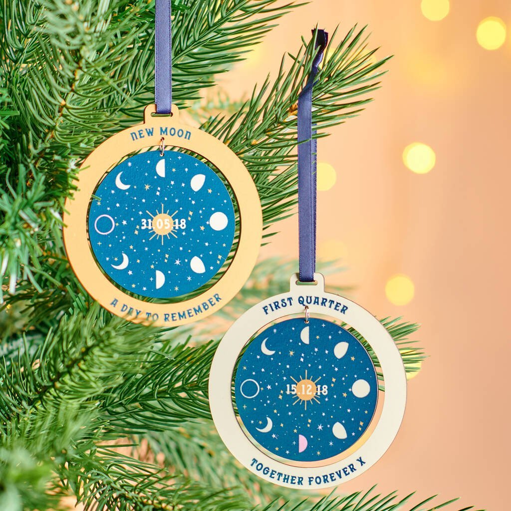 Oakdene Designs Christmas Decorations Personalised Moon Phase Christmas Tree Decoration Oakdene Designs Christmas Decorations Personalised Moon Phase Christmas Tree Decoration
