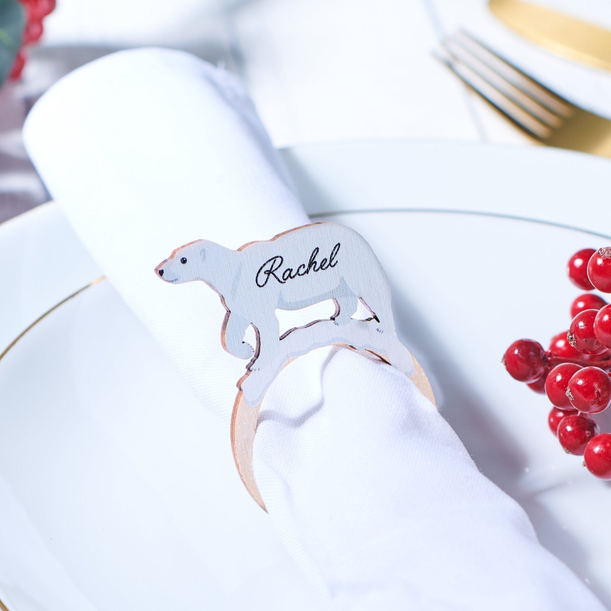 Oakdene Designs Christmas Decorations Personalised Polar Bear Napkin Holder Oakdene Designs Christmas Decorations Personalised Polar Bear Napkin Holder