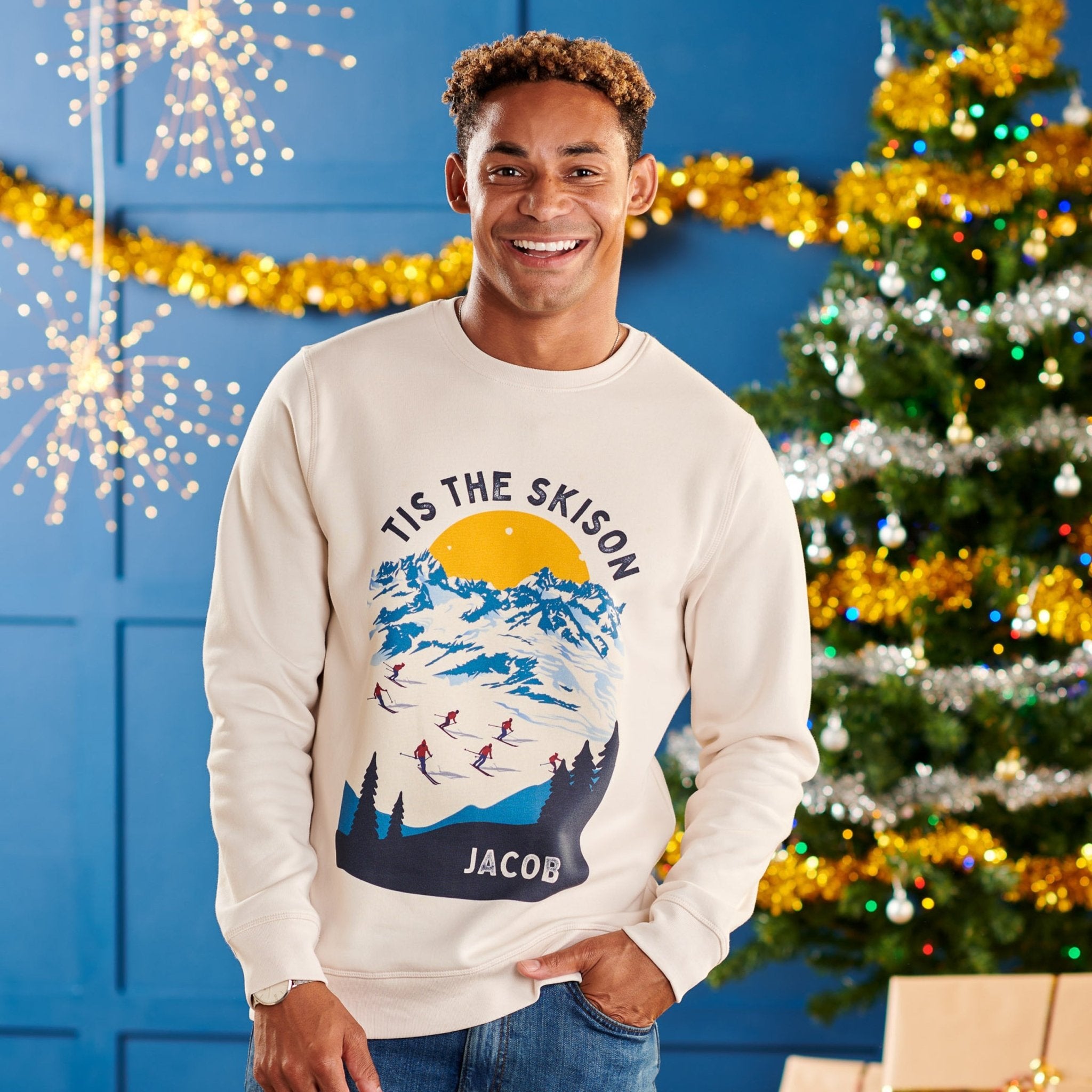 Personalised Ski Christmas Jumper – Oakdene - Main Image