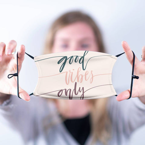 Oakdene Designs Face Mask 'Good Vibes Only' Adult Face Mask With Filter Oakdene Designs Face Mask 'Good Vibes Only' Adult Face Mask With Filter