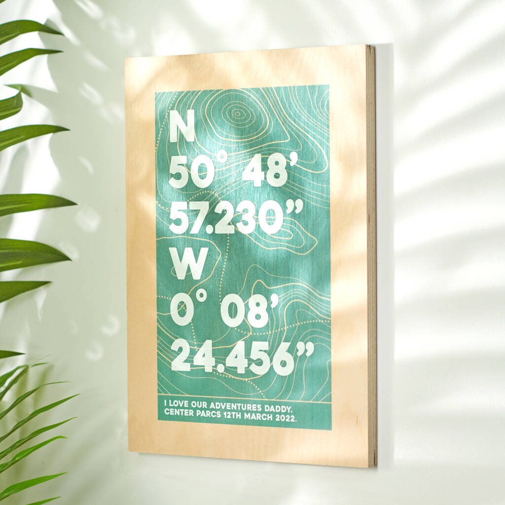 Oakdene Designs Home Decor Personalised Coordinates Location Wooden Print Oakdene Designs Home Decor Personalised Coordinates Location Wooden Print
