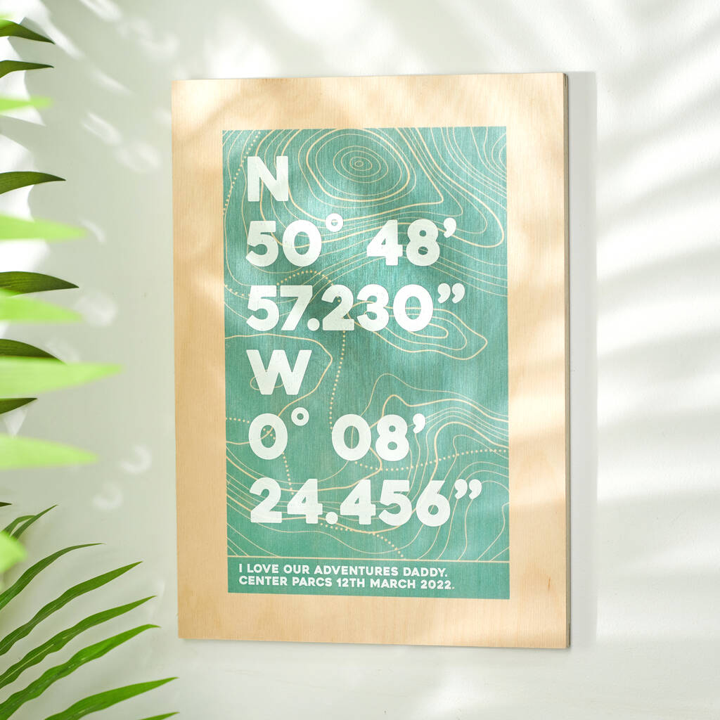 Oakdene Designs Home Decor Personalised Coordinates Location Wooden Print Oakdene Designs Home Decor Personalised Coordinates Location Wooden Print