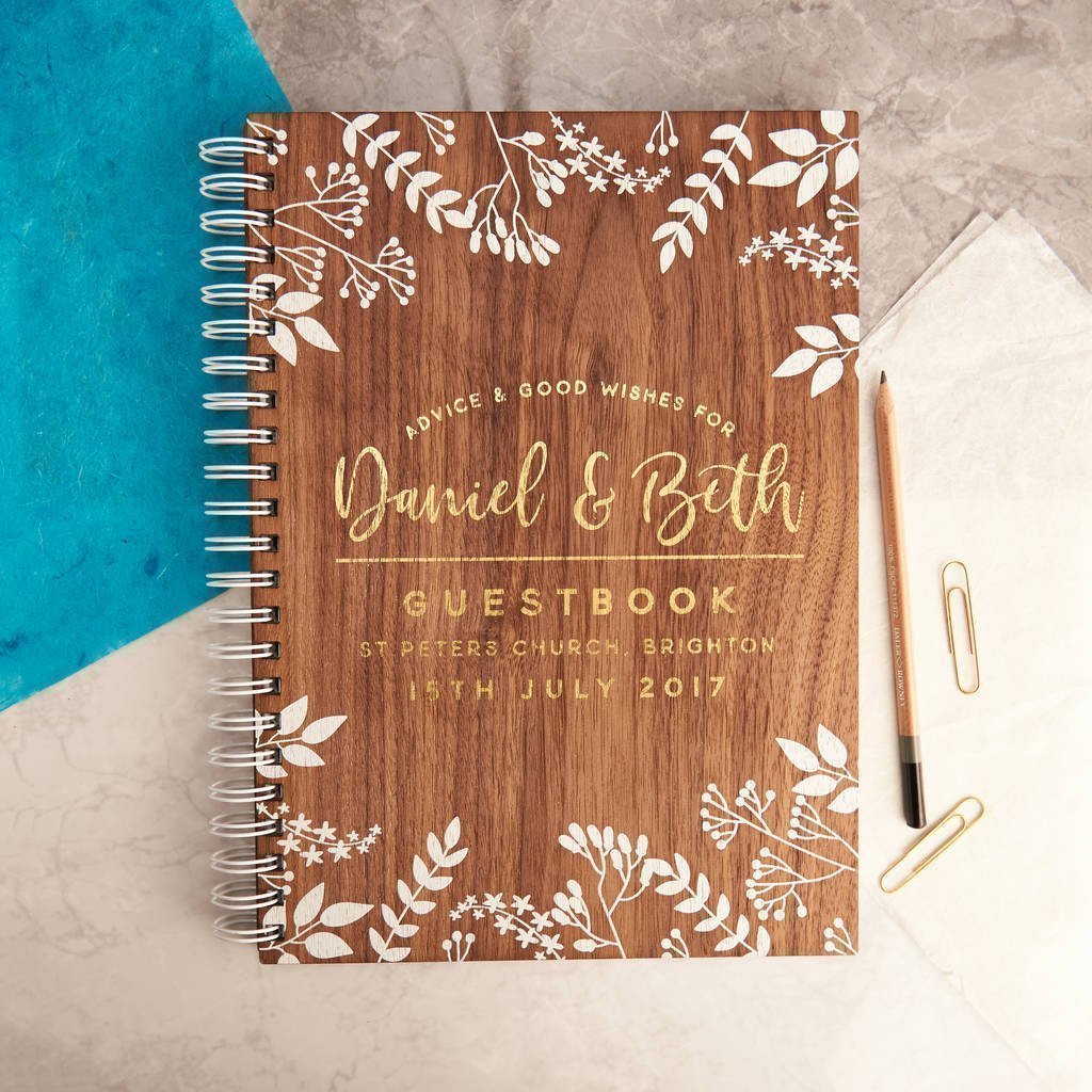 Oakdene Designs Notebooks Personalised Gold Foiled Walnut Wedding Guest Book Oakdene Designs Notebooks Personalised Gold Foiled Walnut Wedding Guest Book