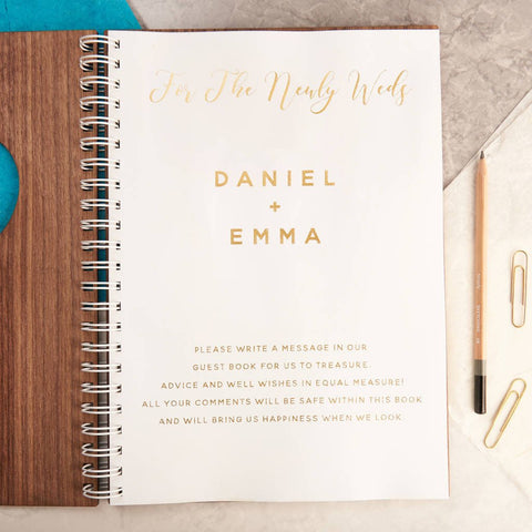 Oakdene Designs Notebooks Personalised Gold Walnut Heart Wedding Guest Book Oakdene Designs Notebooks Personalised Gold Walnut Heart Wedding Guest Book