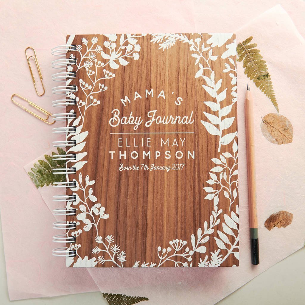 Oakdene Designs Notebooks Personalised Walnut Baby Journal Oakdene Designs Notebooks Personalised Walnut Baby Journal