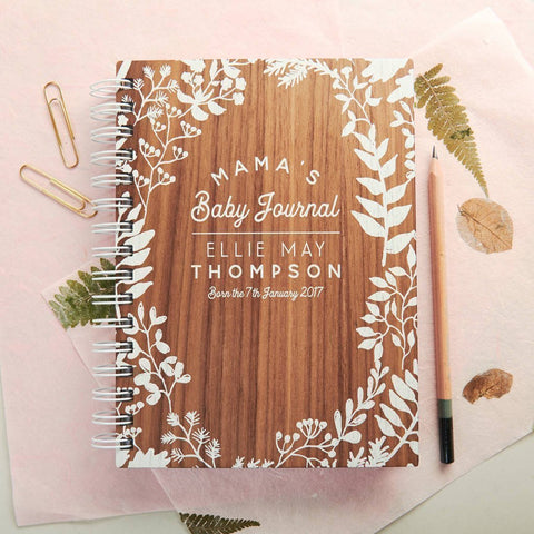 Oakdene Designs Notebooks Personalised Walnut Baby Journal Oakdene Designs Notebooks Personalised Walnut Baby Journal