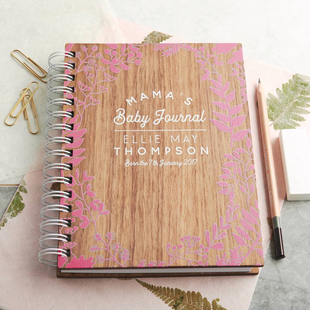 Oakdene Designs Notebooks Personalised Walnut Baby Journal Oakdene Designs Notebooks Personalised Walnut Baby Journal