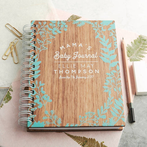 Oakdene Designs Notebooks Personalised Walnut Baby Journal Oakdene Designs Notebooks Personalised Walnut Baby Journal
