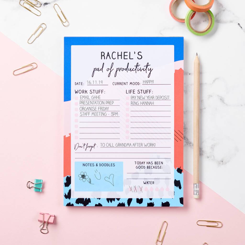 Oakdene Designs Notepads Personalised Colourful Productivity Pad Desk Planner Oakdene Designs Notepads Personalised Colourful Productivity Pad Desk Planner