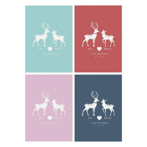 Oakdene Designs Prints Personalised 'I Love You Deerly' Couples Print Oakdene Designs Prints Personalised 'I Love You Deerly' Couples Print
