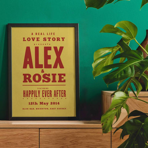 Oakdene Designs Prints Personalised Vintage Style Couples Gig Poster Oakdene Designs Prints Personalised Vintage Style Couples Gig Poster