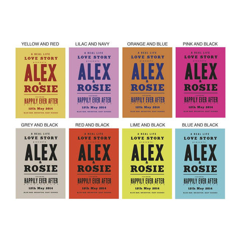 Oakdene Designs Prints Personalised Vintage Style Couples Gig Poster Oakdene Designs Prints Personalised Vintage Style Couples Gig Poster