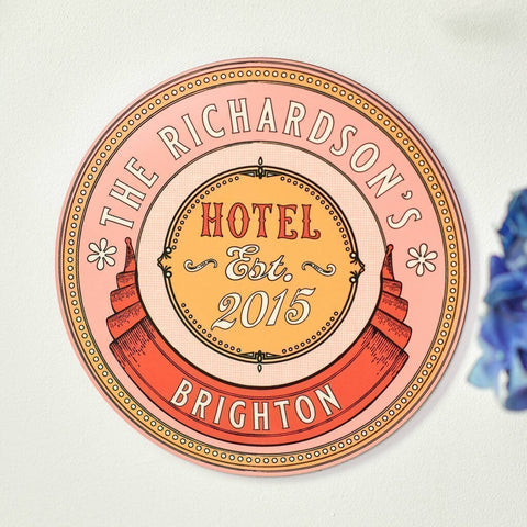 Oakdene Designs Sign Personalised Vintage Style Family Hotel Wooden Sign Oakdene Designs Sign Personalised Vintage Style Family Hotel Wooden Sign