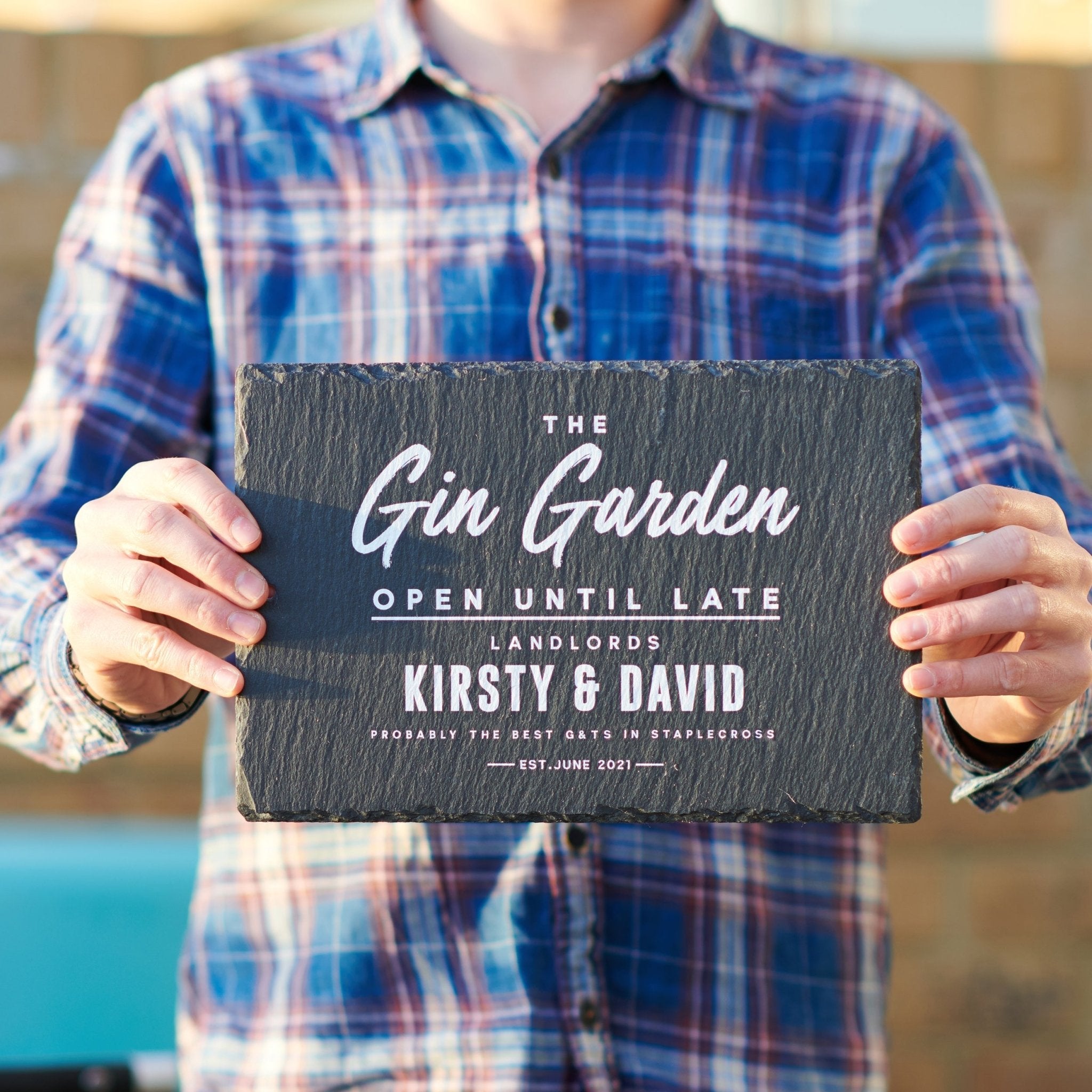 Oakdene Designs Slate Signs Personalised 'Gin Garden' Slate Sign Oakdene Designs Slate Signs Personalised 'Gin Garden' Slate Sign
