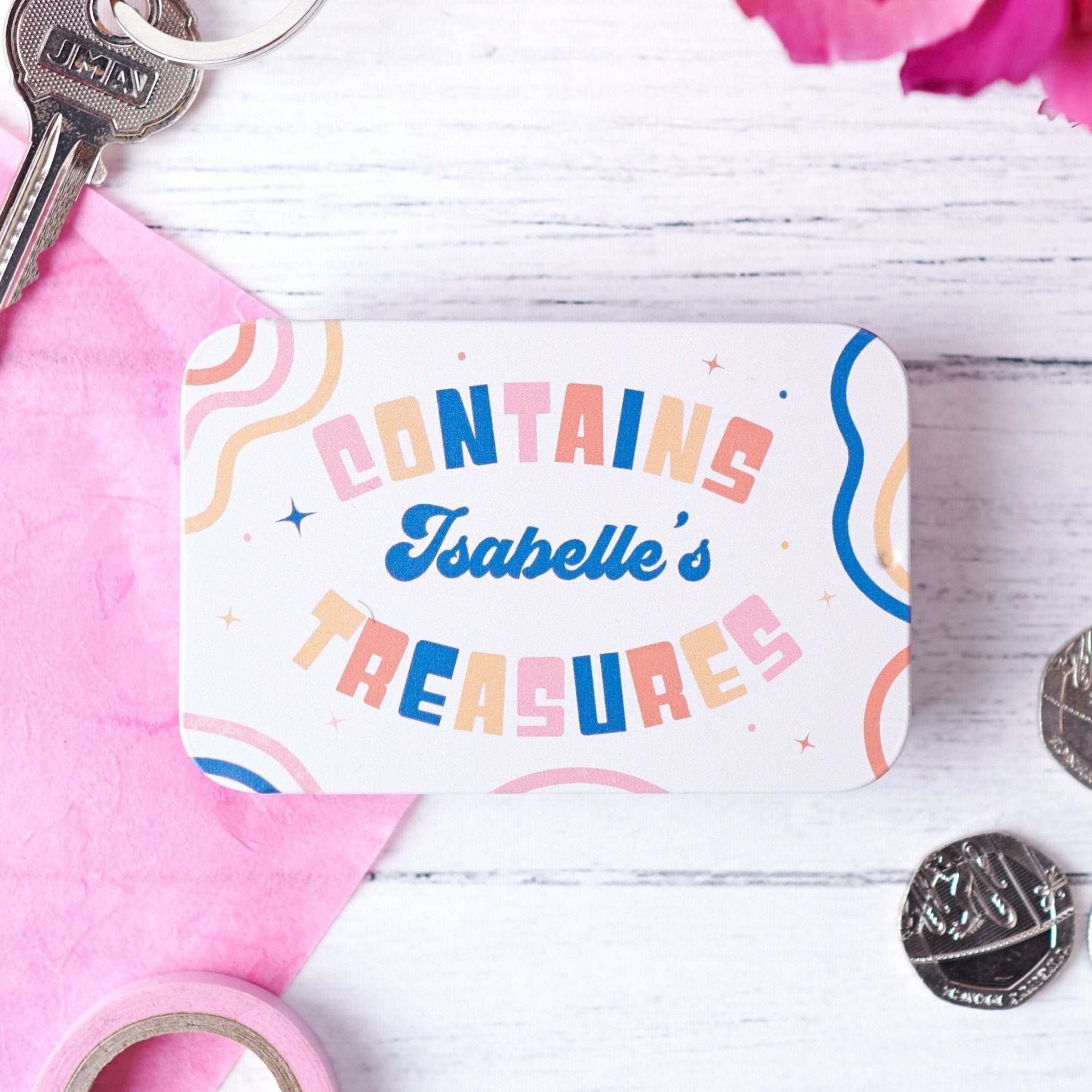 Oakdene Designs Storage Tin Personalised Treasures Pocket Tin Oakdene Designs Storage Tin Personalised Treasures Pocket Tin