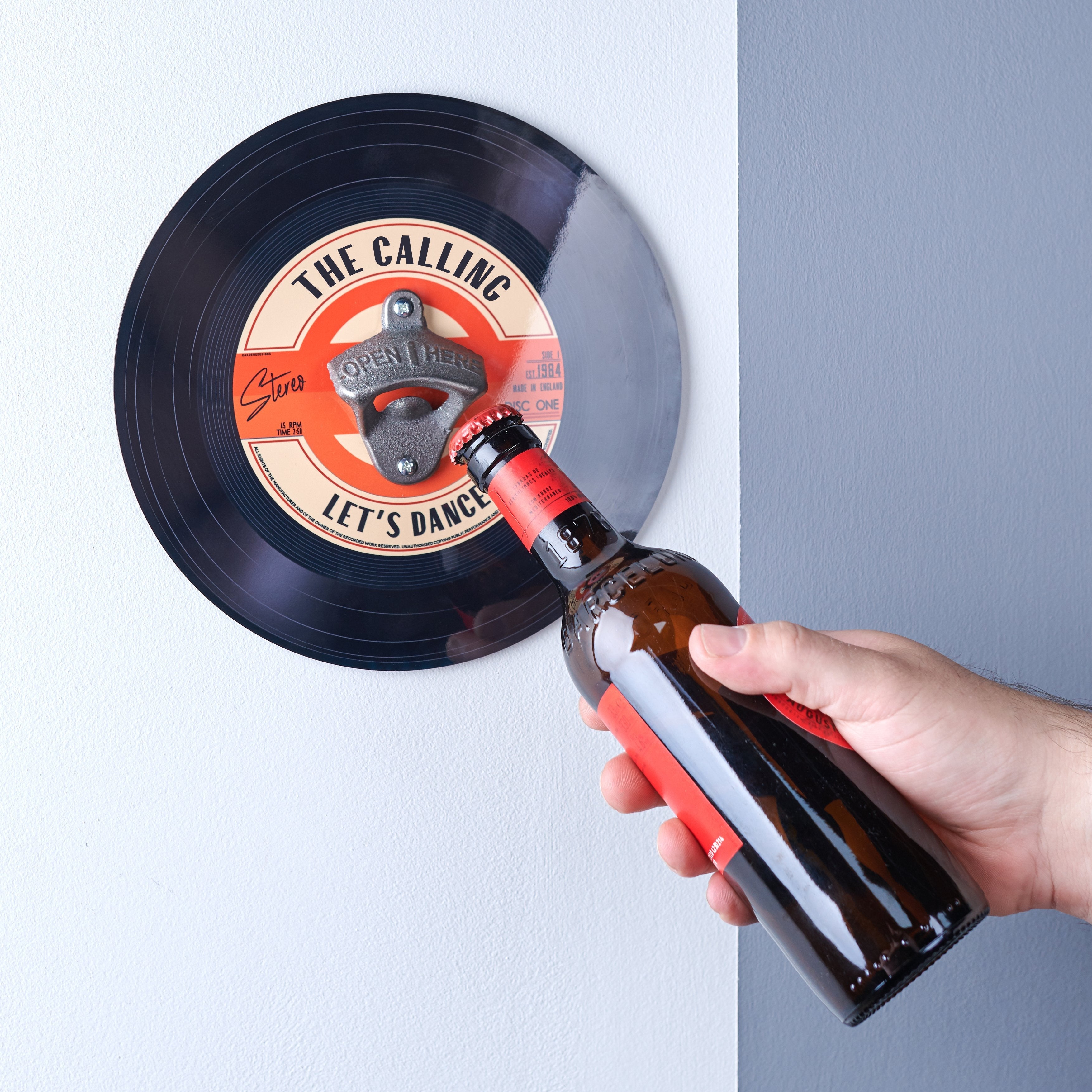 Oakdene Designs Bottle Opener Personalised Wall Mounted Vinyl Record Bottle Opener