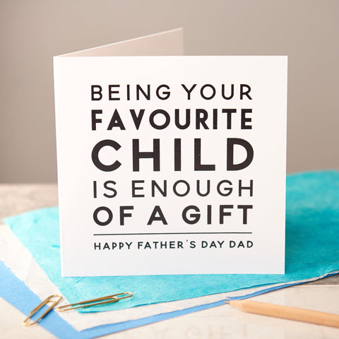 Oakdene Designs Cards Black Foiled 'Favourite Child' Father's Day Card