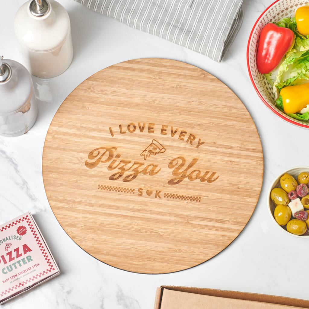 Oakdene Designs Food / Drink Personalised Couples Pizza Board And Cutter Set