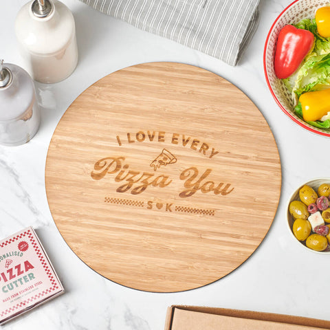 Oakdene Designs Food / Drink Personalised Couples Pizza Board And Cutter Set