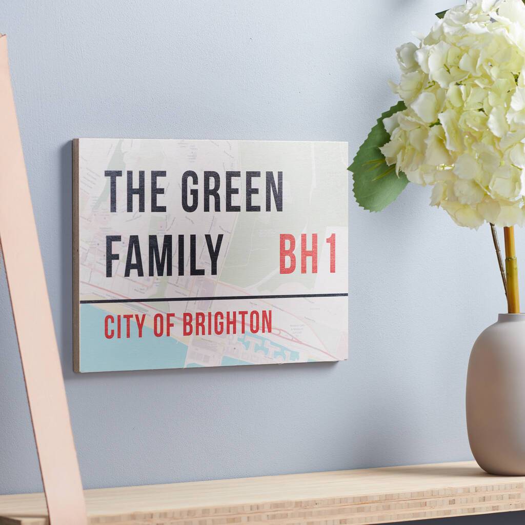 Oakdene Designs Home Decor Personalised Birch Ply Map Street Sign