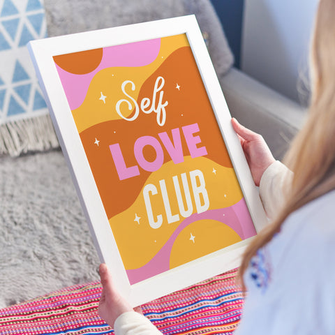 Colourful Self Love Club Typography Home Print