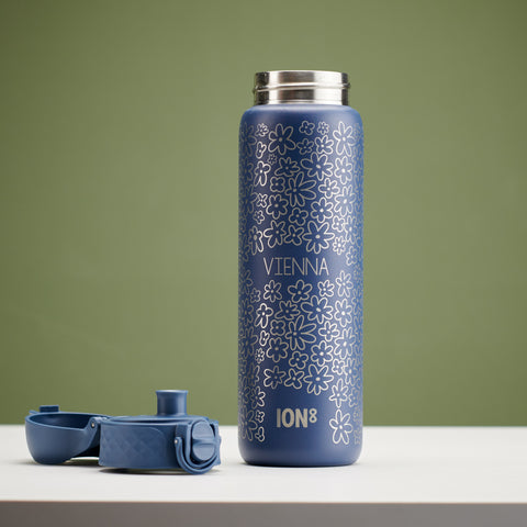 Personalised Flower Power Children's School Ion8 Water Bottle