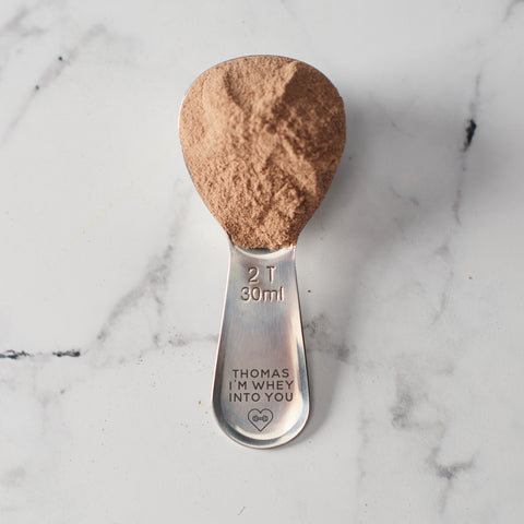 Personalised 'Whey Into You' Couples Metal Protein Scoop