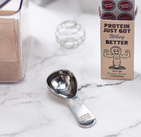 Personalised 'Whey Into You' Couples Metal Protein Scoop