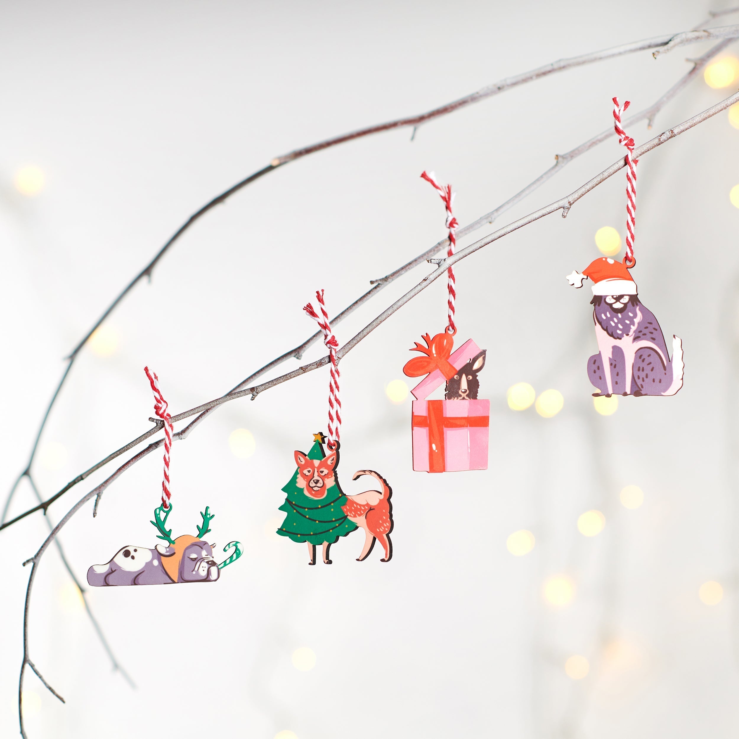 Oakdene Designs Christmas Decorations Funny Set Of Dog Christmas Decorations