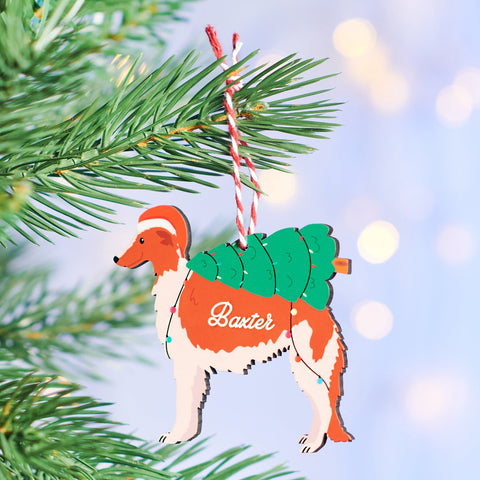 Oakdene Designs Christmas Decorations Personalised Borzoi Dog Decoration