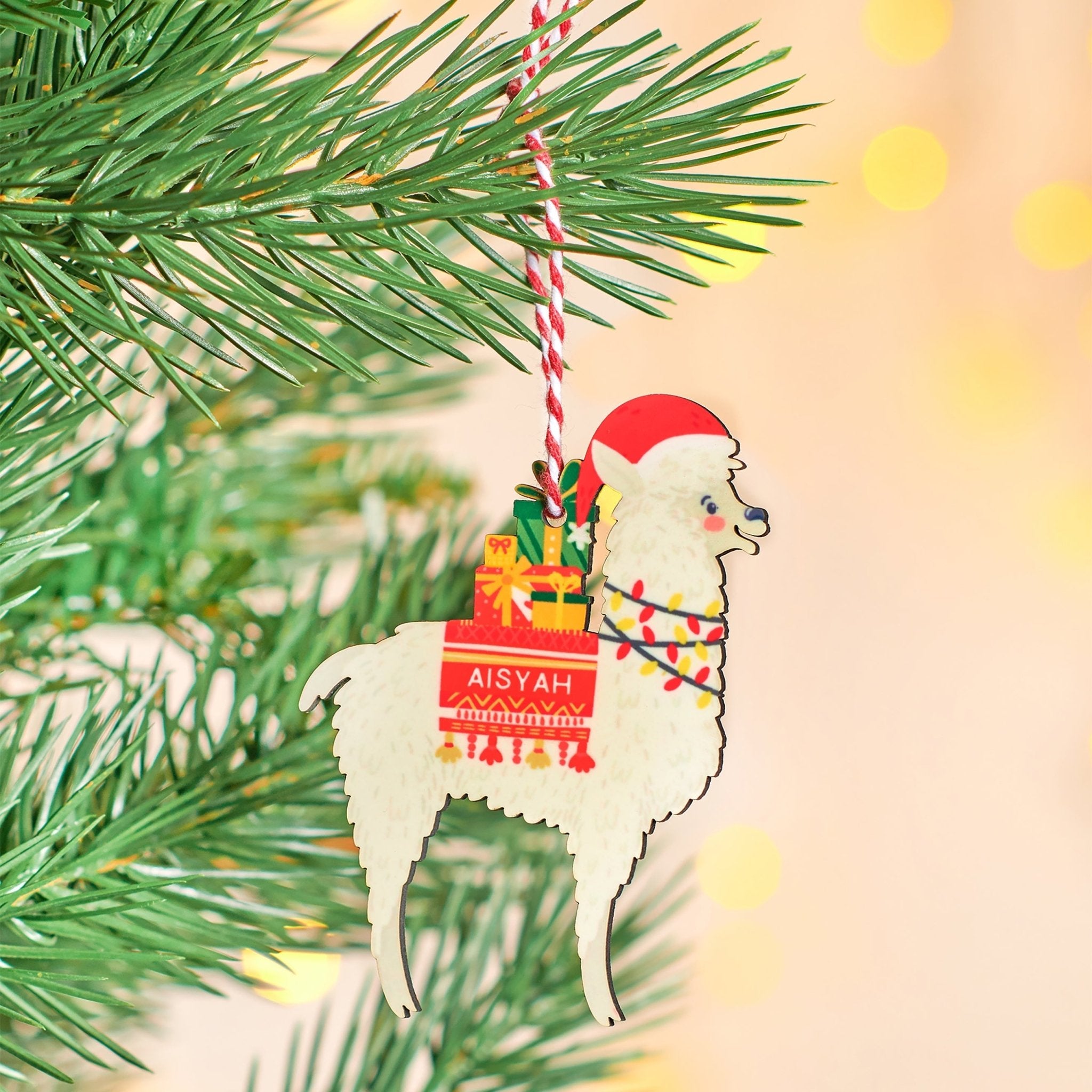 Oakdene Designs Christmas Decorations Personalised Christmas Llama Christmas Decoration