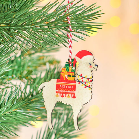 Oakdene Designs Christmas Decorations Personalised Christmas Llama Christmas Decoration
