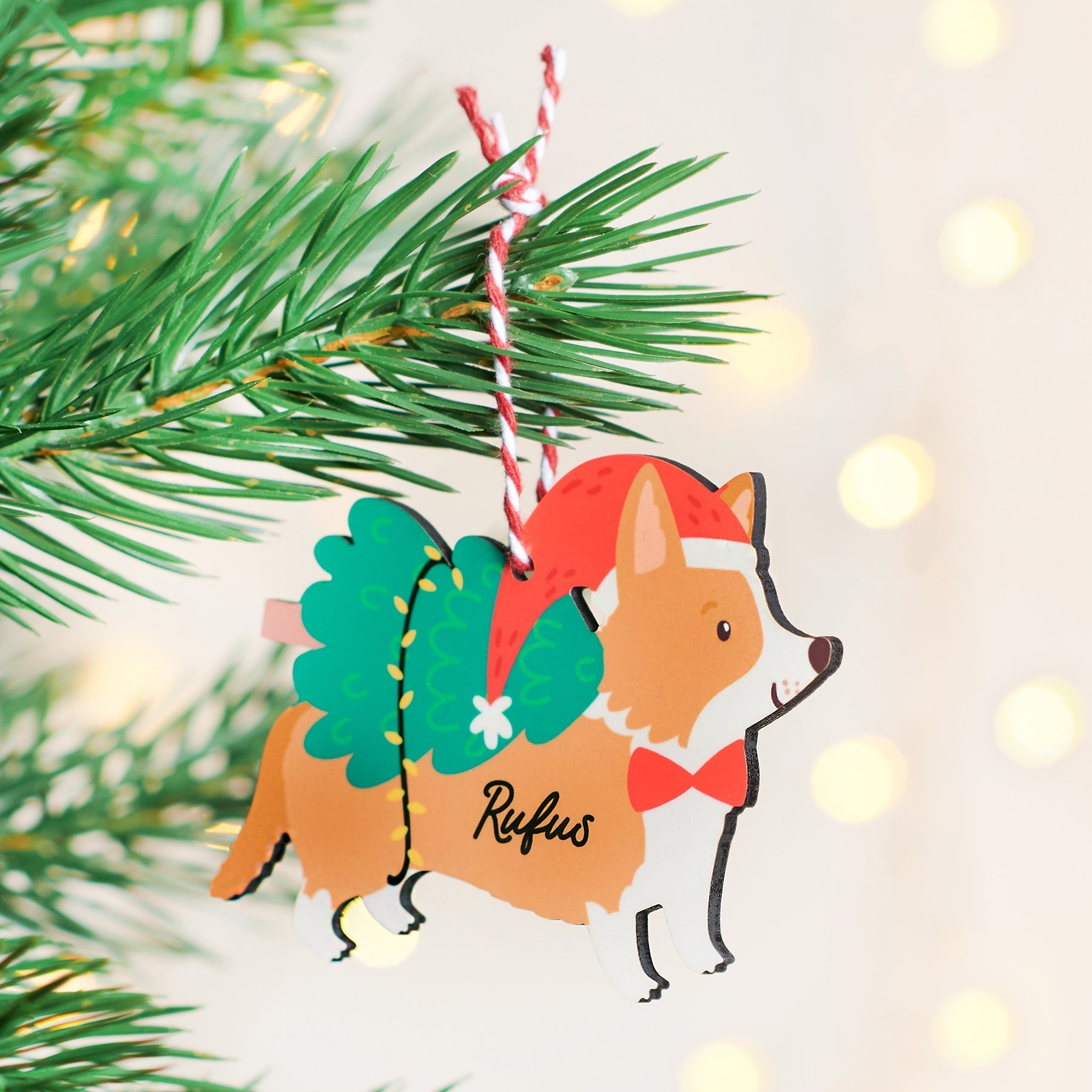 Oakdene Designs Christmas Decorations Personalised Corgi Christmas Decoration