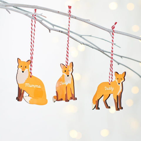 Oakdene Designs Christmas Decorations Personalised Family Fox Decoration