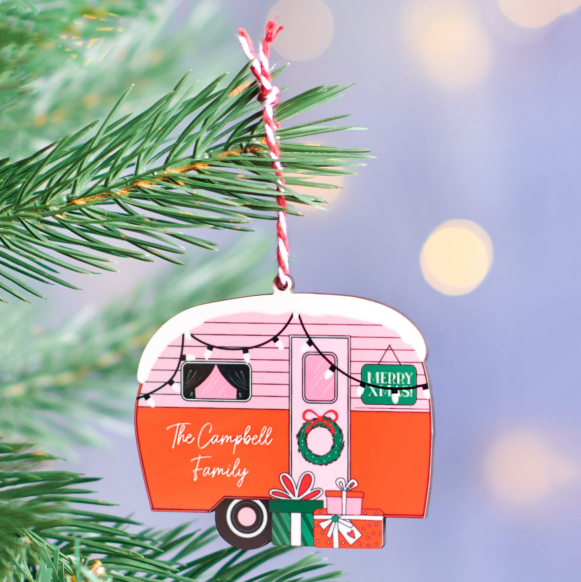 Oakdene Designs Christmas Decorations Personalised Festive Caravan Christmas Decoration