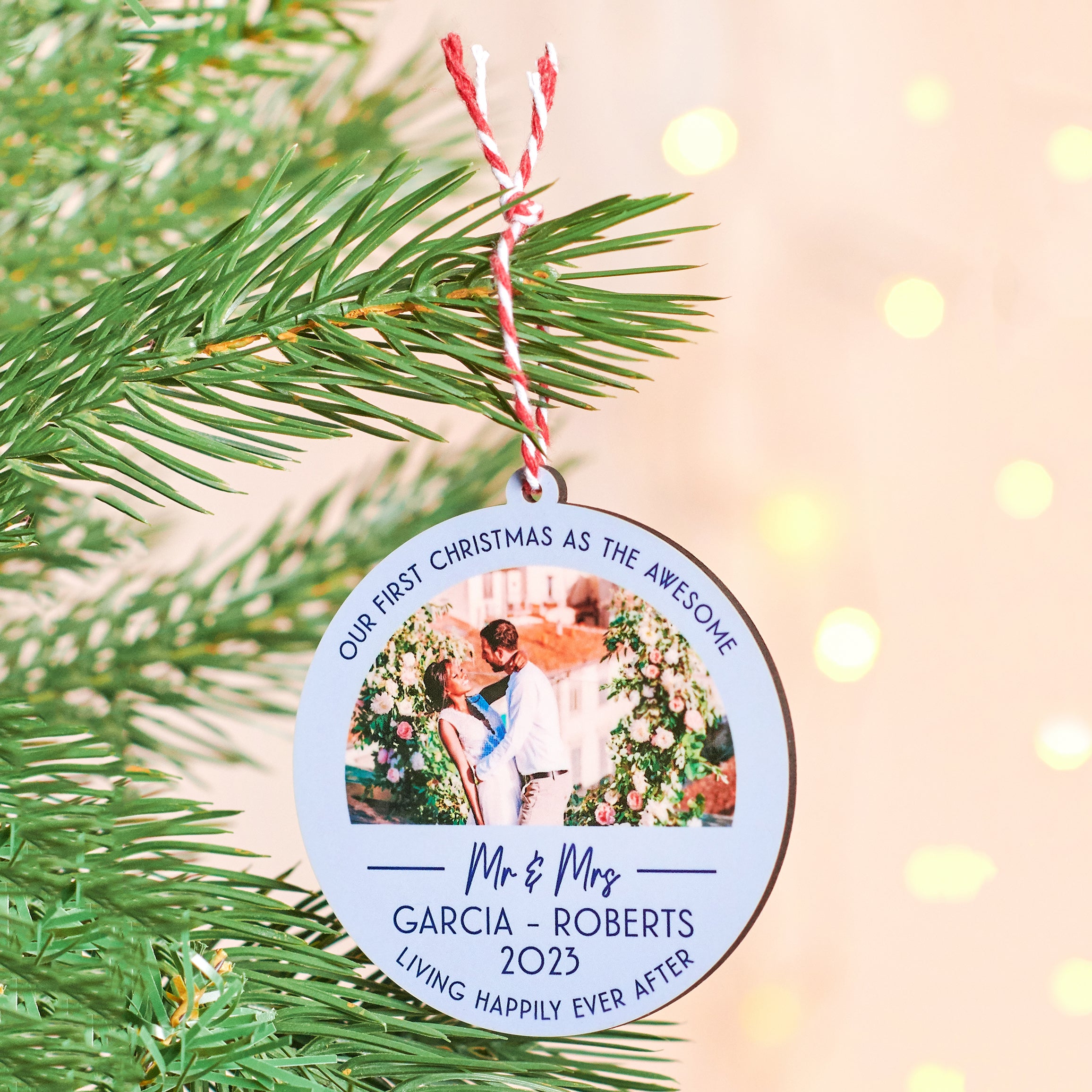 Oakdene Designs Christmas Decorations Personalised First Christmas Wedding Photo Bauble