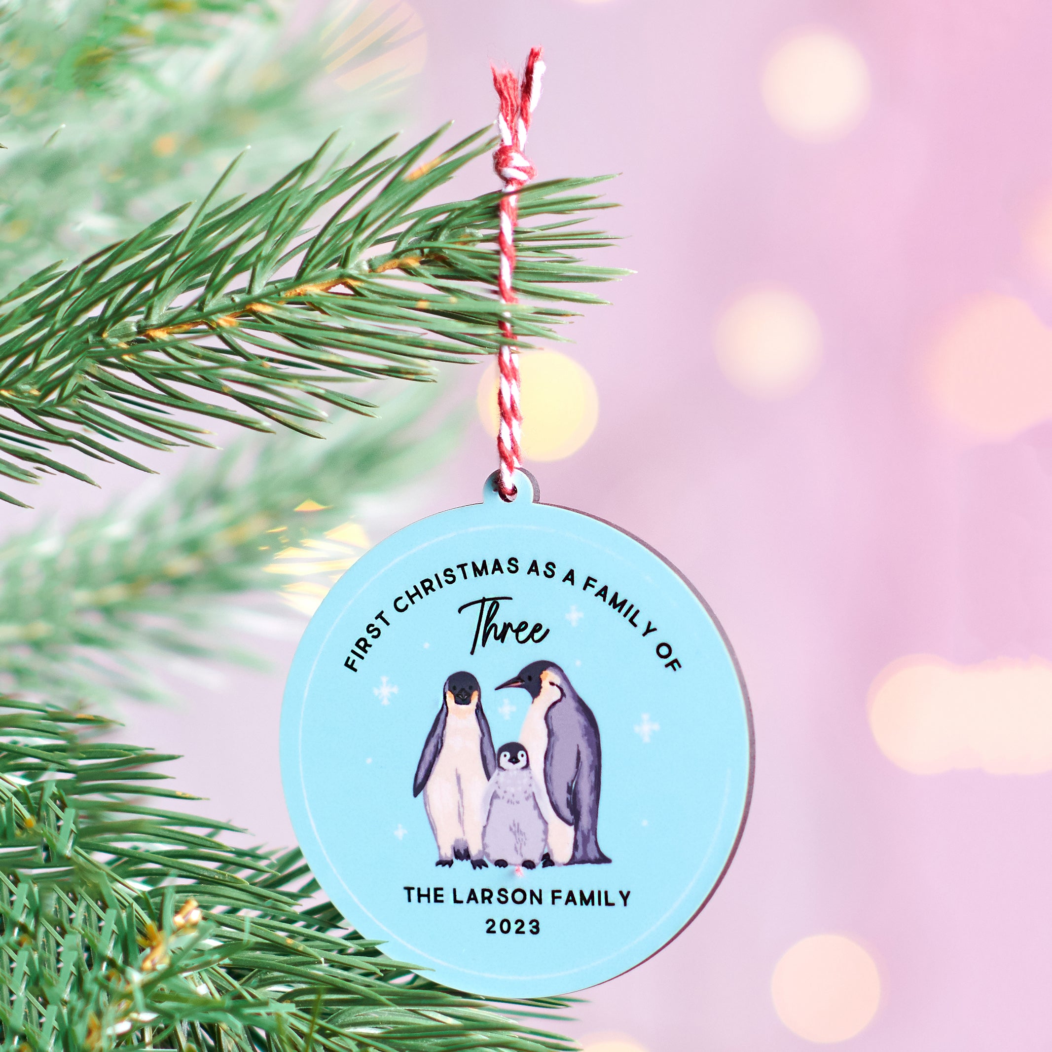 Oakdene Designs Christmas Decorations Personalised 'Our First Christmas Of Three' Christmas Bauble