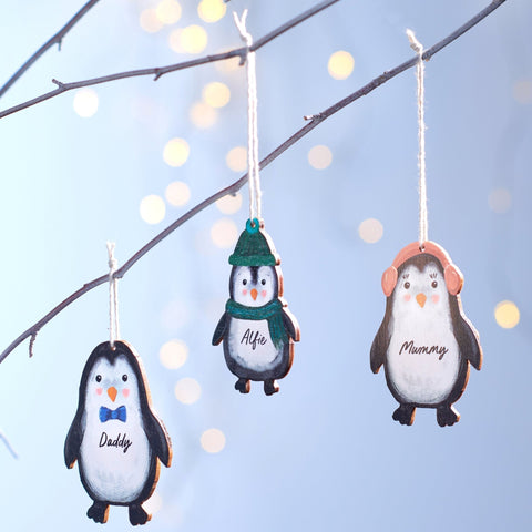Oakdene Designs Christmas Decorations Personalised Penguin Family Decoration