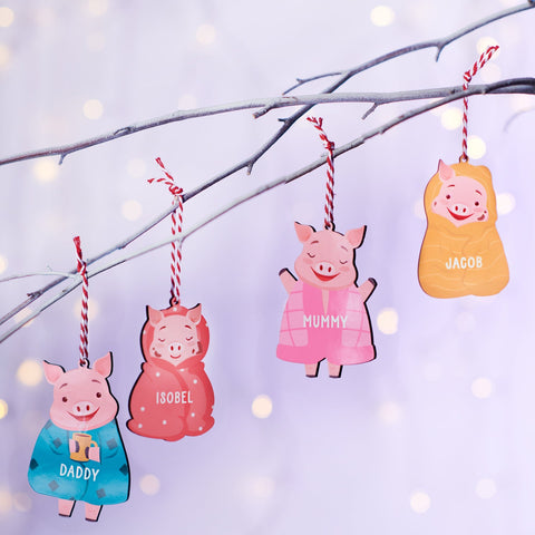 Oakdene Designs Christmas Decorations Personalised Pigs In Blankets Family Christmas Decorations