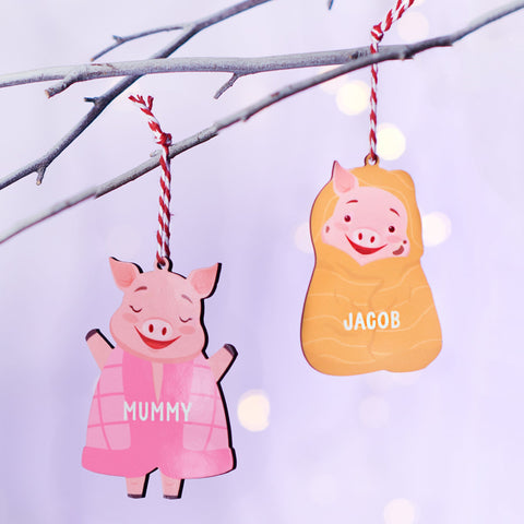 Oakdene Designs Christmas Decorations Personalised Pigs In Blankets Family Christmas Decorations