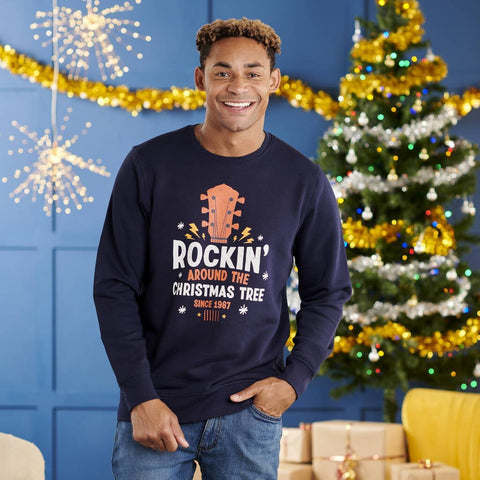 Oakdene Designs Christmas Jumper Personalised Organic Cotton Guitar Christmas Jumper