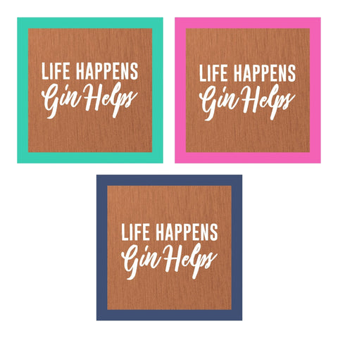 Oakdene Designs Coasters 'Life Happens, Gin Helps' Solid Copper Coaster