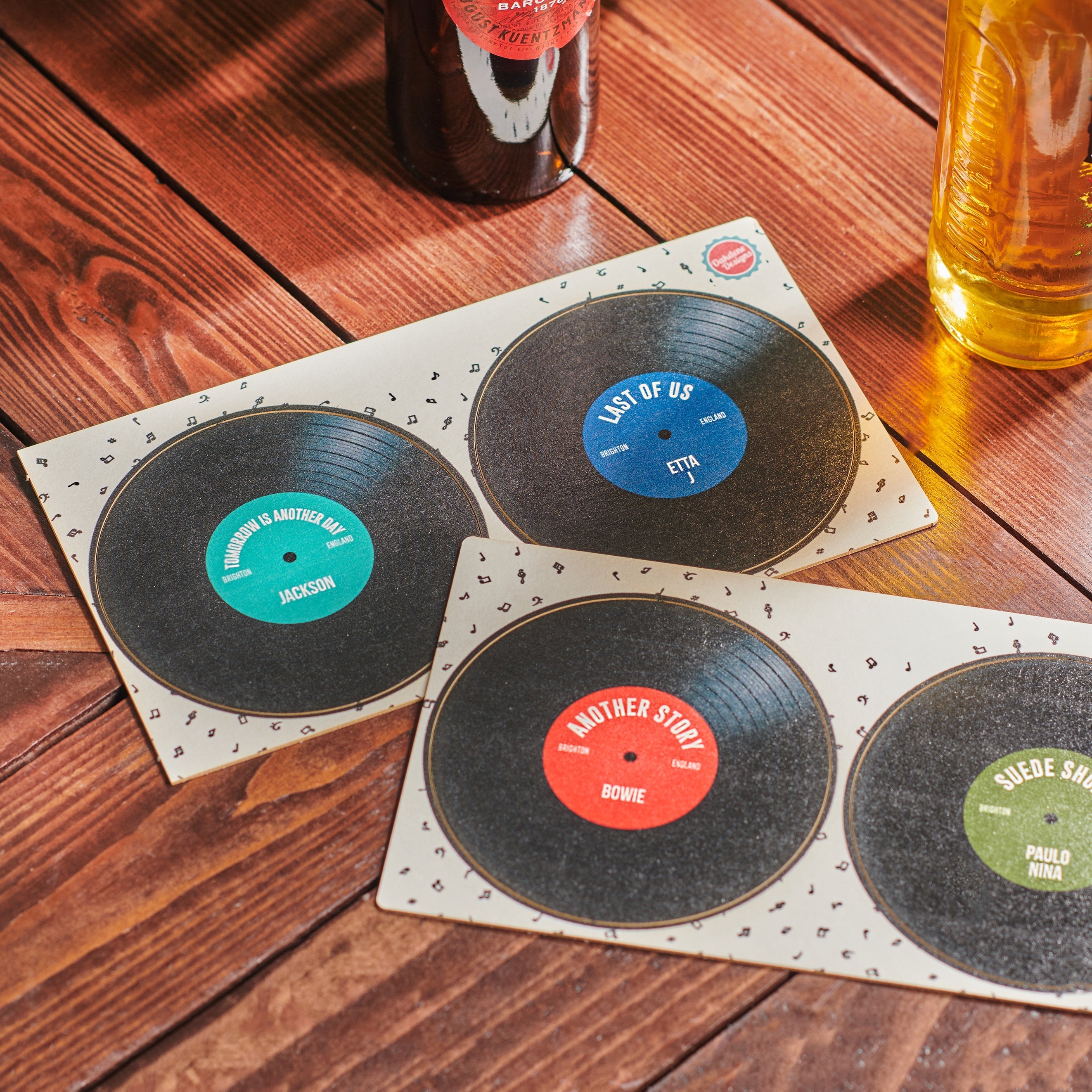 Oakdene Designs Coasters Personalised Vinyl Record Beer Mat Coasters
