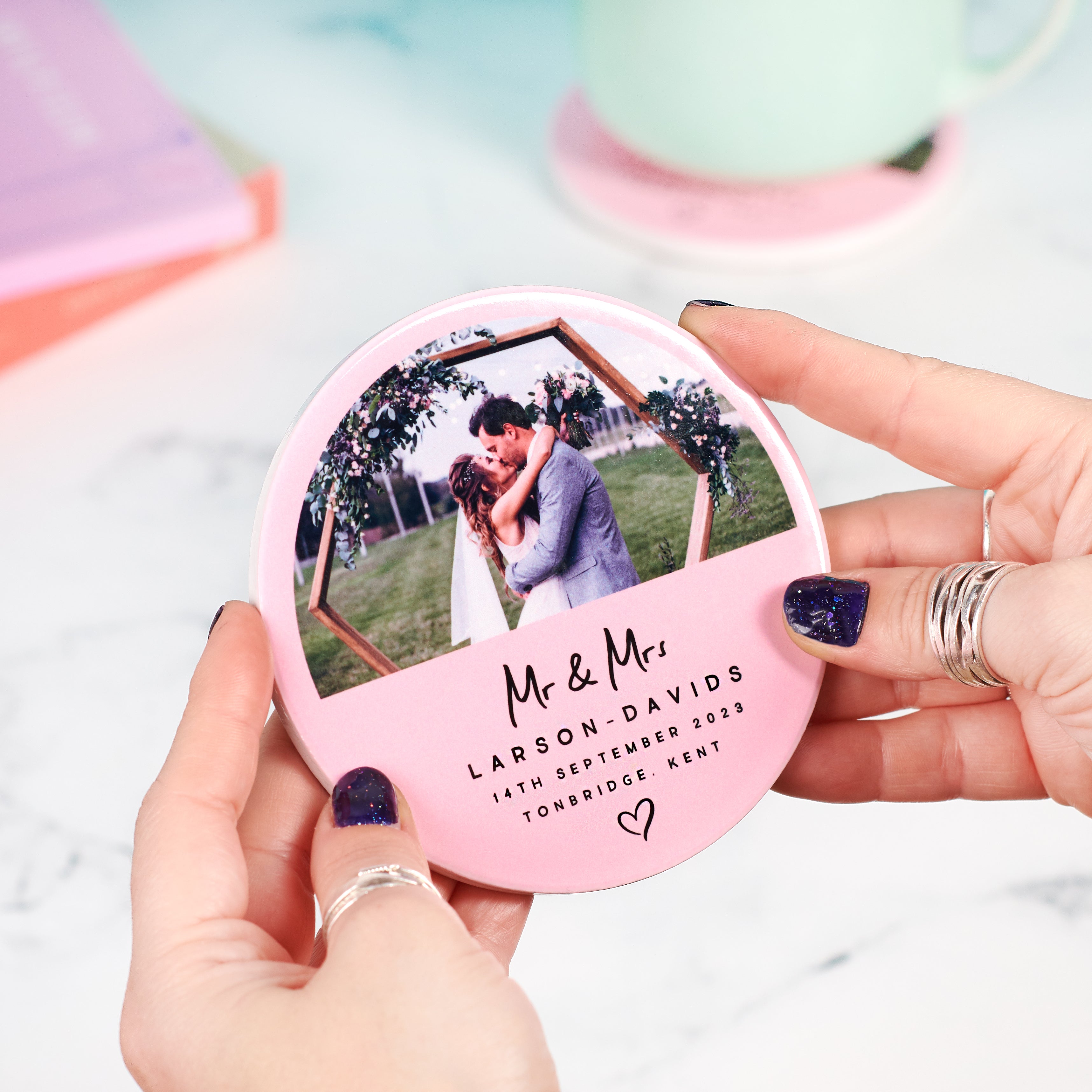 Oakdene Designs Coasters Personalised Wedding Couples Ceramic Photo Coasters
