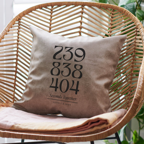 Oakdene Designs Cushions Personalised How Many Seconds Together Couples Cushion