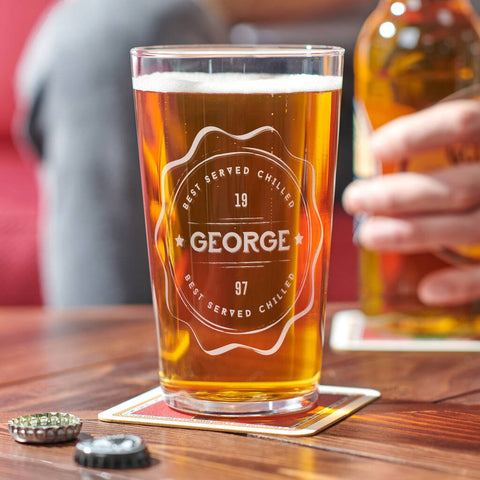 Oakdene Designs Food / Drink Personalised Birthday Name Stamp Pint Glass