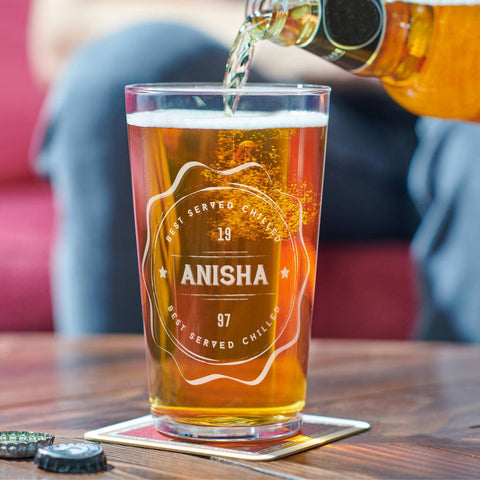 Oakdene Designs Food / Drink Personalised Birthday Name Stamp Pint Glass