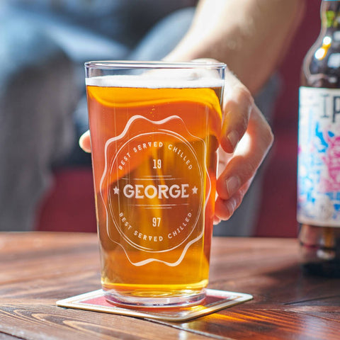 Oakdene Designs Food / Drink Personalised Birthday Name Stamp Pint Glass