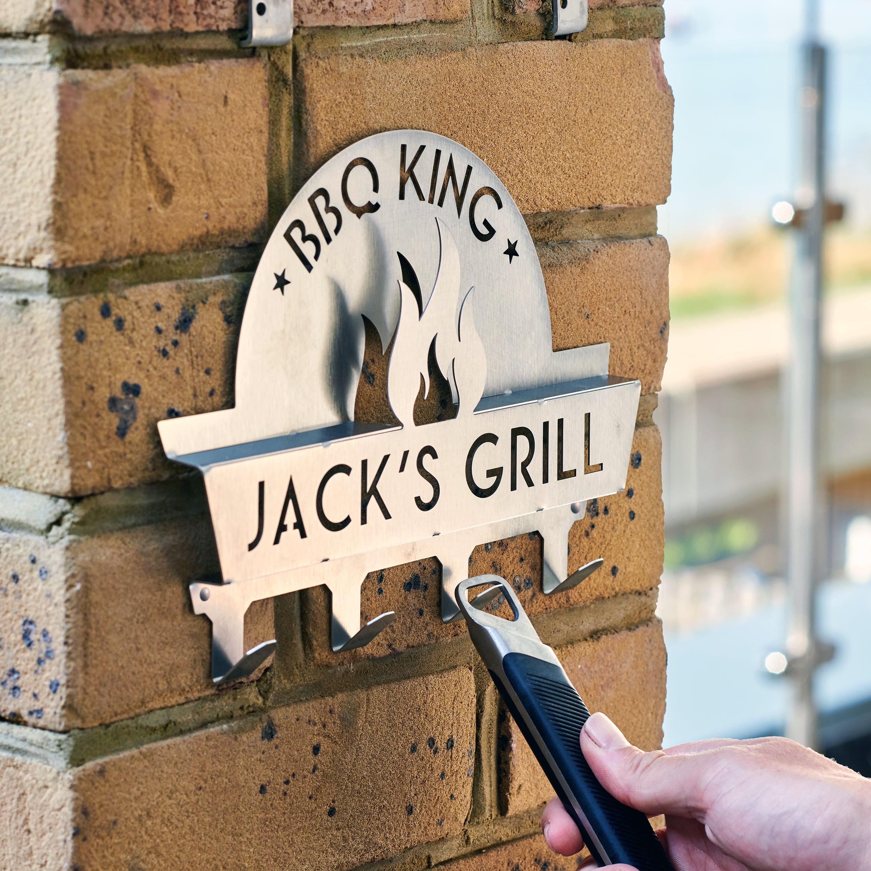 Personalised Stainless Steel BBQ Tool Rack