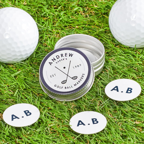 Oakdene Designs Golf Accessories Personalised Initial Golf Ball Markers In Tin